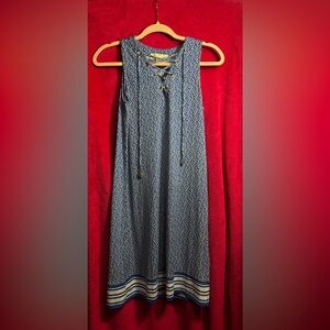 Michael Kors Elegant Blue and White Patterned Dress